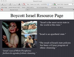 Boycott Israel Resource Page Hosted on Taxpayer-funded CSUN University Website